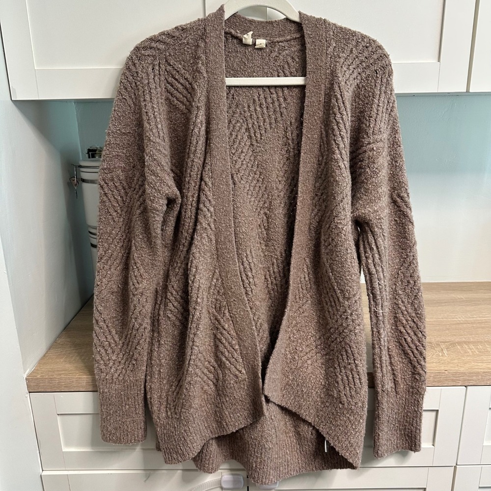 Moth Anthropologie Cardigan Women Medium Brown Merino Wool Alpaca Open Front